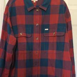 Red and Blue Plaid Button-Up Shirt